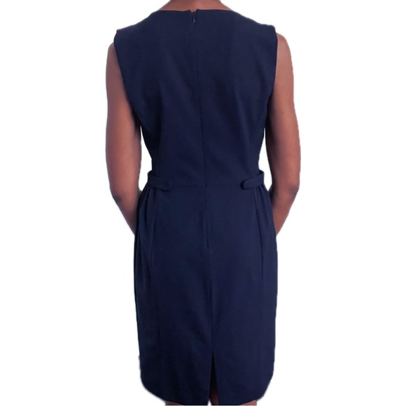 LAFAYETTE 148 || SIZE: 8 || NAVY BLUE || SLEEVELESS MIDI DRESS - Picture 4 of 7